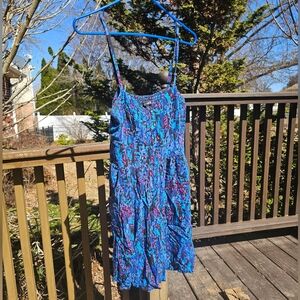 Express Vibrant Blue Floral Sundress With Pockets